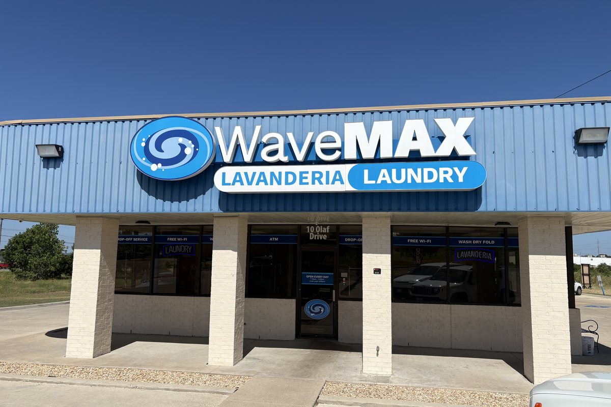WaveMAX Temple, TX — Olaf Dr. | WaveMAX Laundry 17 Exterior and sign at WaveMAX Laundry, 10 Olaf Dr, Temple, TX